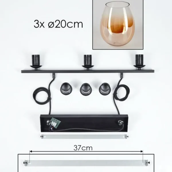 hofstein Suspension Verre 20cm Vevino Clair, 3 lumières* Lampes En Verre