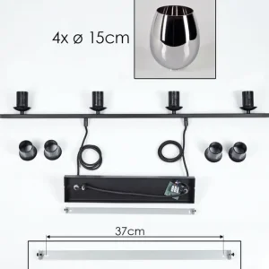 hofstein Suspension Verre 15cm Vevino Chrome, Fumé, 4 lumières* Lampes Modernes