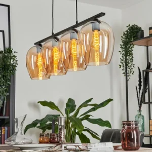 hofstein Suspension Verre 20cm Vevino Ambre, 4 lumières* Lampes En Verre