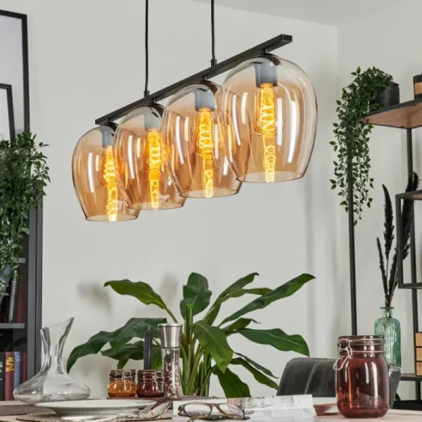 hofstein Suspension Verre 20cm Vevino Ambre, 4 lumières* Lampes En Verre