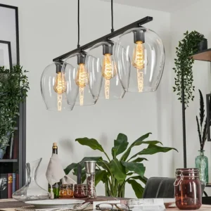 hofstein Suspension Verre 20cm Vevino Clair, 4 lumières* Lampes En Verre
