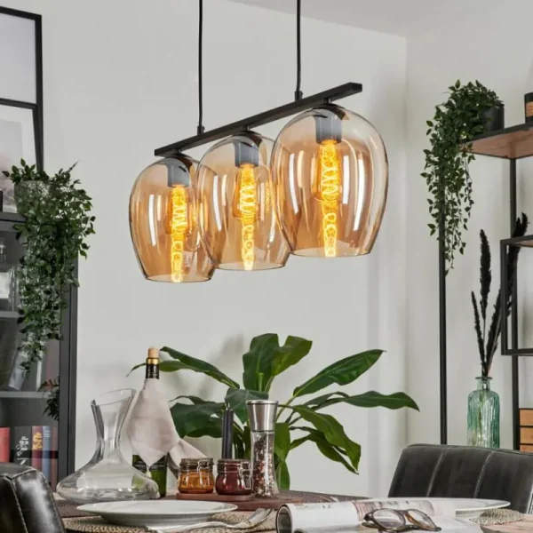 hofstein Suspension Verre 20cm Vevino Ambre, 3 lumières* Lampes En Verre