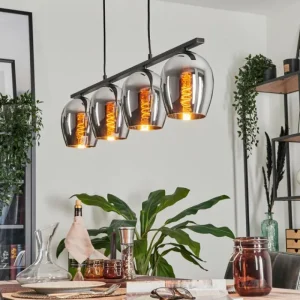 hofstein Suspension Verre 15cm Vevino Chrome, Fumé, 4 lumières* Lampes Modernes