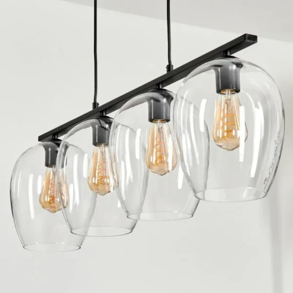hofstein Suspension Verre 20cm Vevino Clair, 4 lumières* Lampes En Verre
