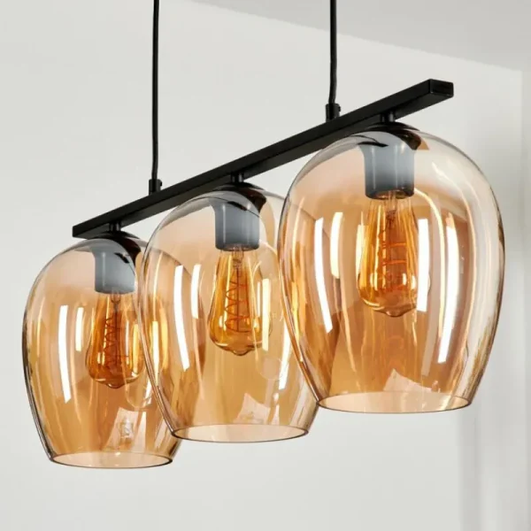 hofstein Suspension Verre 20cm Vevino Ambre, 3 lumières* Lampes En Verre