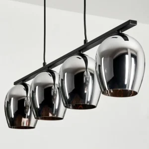 hofstein Suspension Verre 15cm Vevino Chrome, Fumé, 4 lumières* Lampes Modernes