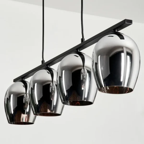 hofstein Suspension Verre 15cm Vevino Chrome, Fumé, 4 lumières* Lampes Modernes