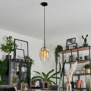 hofstein Suspension Verre 20cm Vevino Noir, 1 lumière* Lampes En Verre