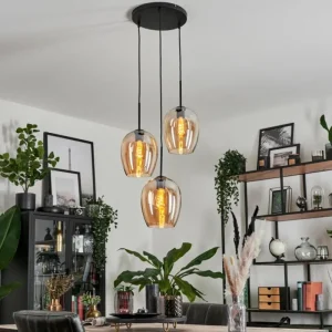 hofstein Suspension Verre 20cm Vevino Ambre, 3 lumières* Lampes En Verre