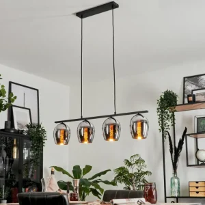 hofstein Suspension Verre 15cm Vevino Chrome, Fumé, 4 lumières* Lampes Modernes