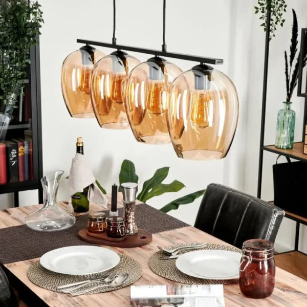 hofstein Suspension Verre 20cm Vevino Ambre, 4 lumières* Lampes En Verre