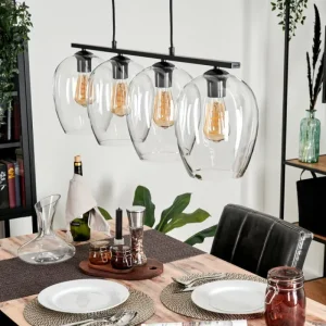 hofstein Suspension Verre 20cm Vevino Clair, 4 lumières* Lampes En Verre