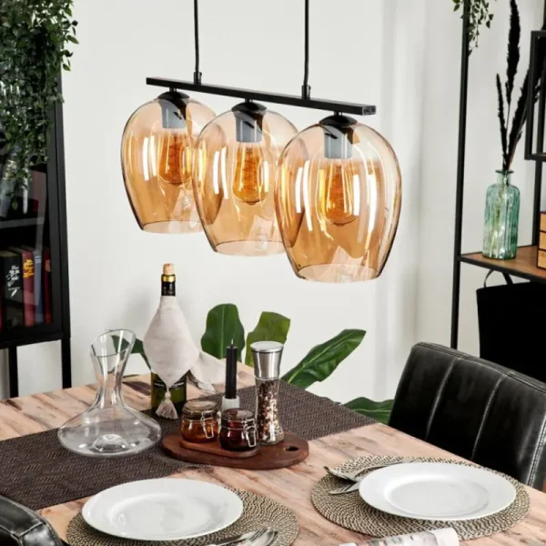 hofstein Suspension Verre 20cm Vevino Ambre, 3 lumières* Lampes En Verre