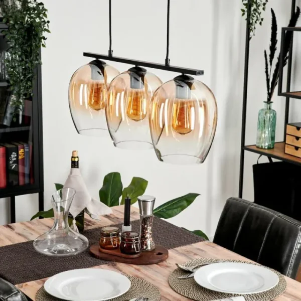 hofstein Suspension Verre 20cm Vevino Clair, 3 lumières* Lampes En Verre