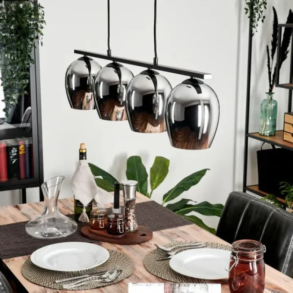hofstein Suspension Verre 15cm Vevino Chrome, Fumé, 4 lumières* Lampes Modernes