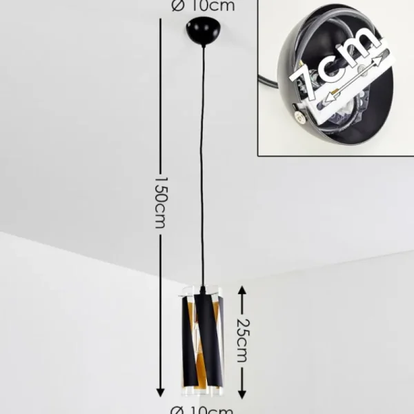 hofstein Suspension Vänersborg Noir, 1 lumière* Lampes En Verre