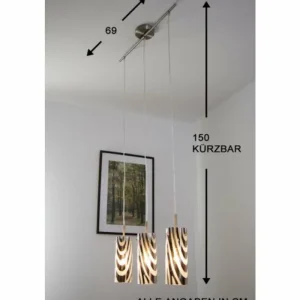 Luminaires Wofi Suspension Wofi COLLAGE Nickel mat, 3 lumières* Lampes En Verre