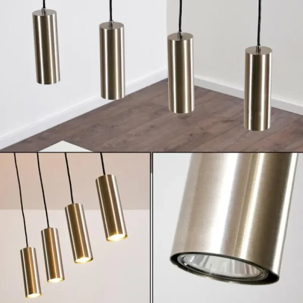 hofstein Suspension Zuoz Nickel mat, 4 lumières* Lampes Modernes