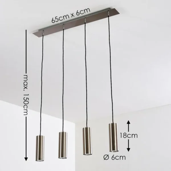 hofstein Suspension Zuoz Nickel mat, 4 lumières* Lampes Modernes