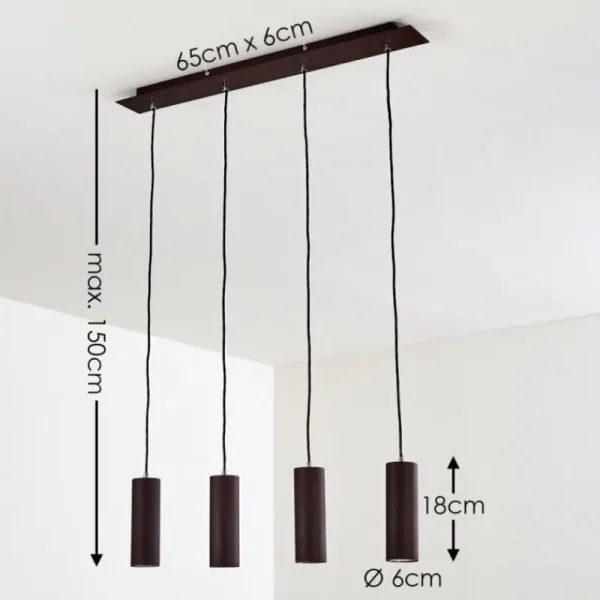 hofstein Suspension Zuoz Rouille, 4 lumières* Lampes Modernes