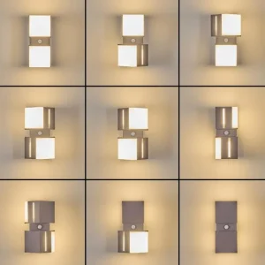 hofstein Swanek Lampe murale d´extérieur, Applique murale LED Anthracite, 2 lumières, Détecteur de mouvement* Lampes Modernes