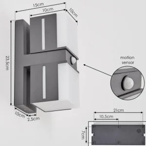 hofstein Swanek Lampe murale d´extérieur, Applique murale LED Anthracite, 2 lumières, Détecteur de mouvement* Lampes Modernes