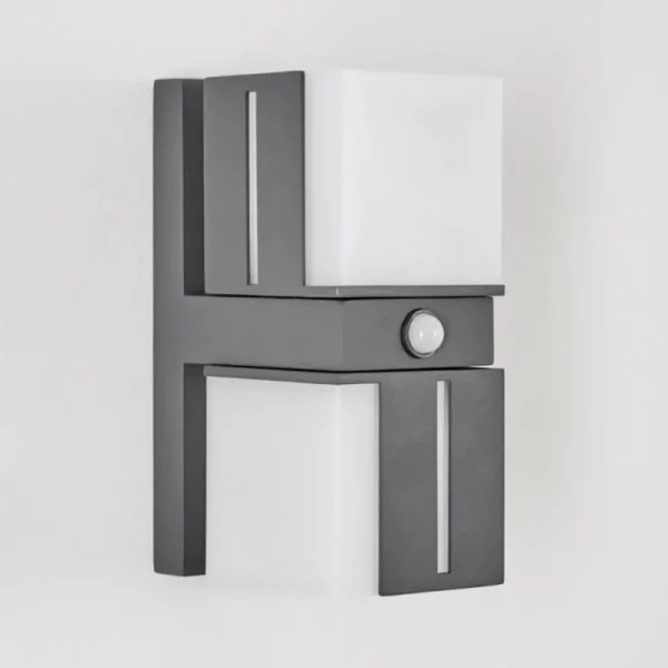 hofstein Swanek Lampe murale d´extérieur, Applique murale LED Anthracite, 2 lumières, Détecteur de mouvement* Lampes Modernes