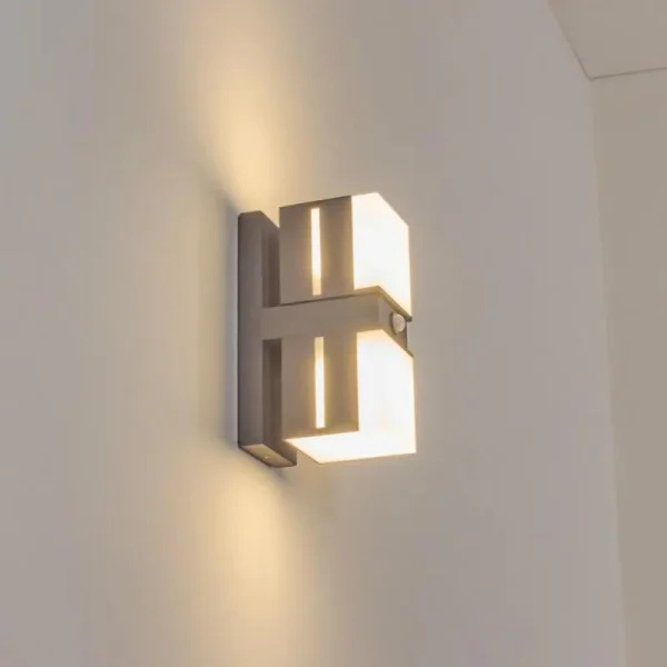 hofstein Swanek Lampe murale d´extérieur, Applique murale LED Anthracite, 2 lumières, Détecteur de mouvement* Lampes Modernes