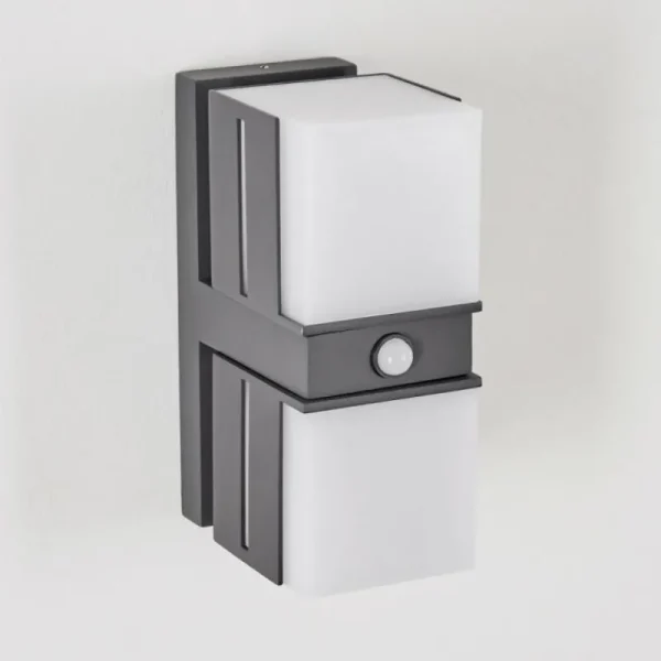 hofstein Swanek Lampe murale d´extérieur, Applique murale LED Anthracite, 2 lumières, Détecteur de mouvement* Lampes Modernes