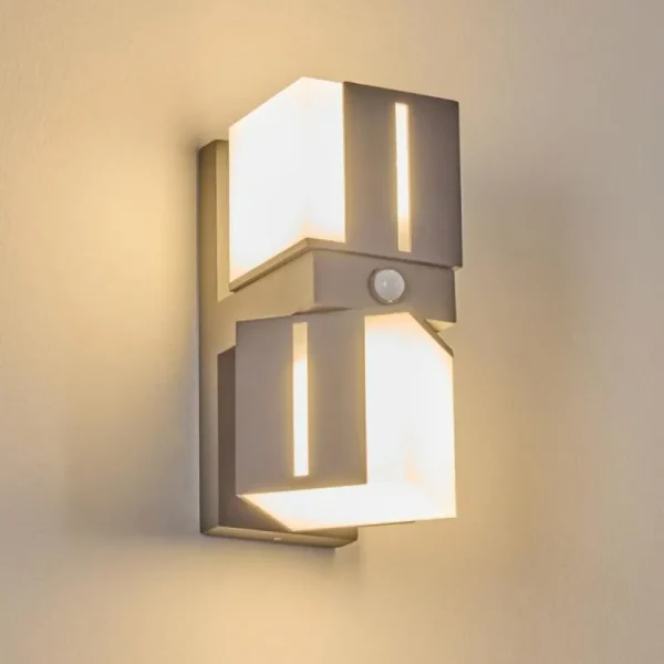 hofstein Swanek Lampe murale d´extérieur, Applique murale LED Anthracite, 2 lumières, Détecteur de mouvement* Lampes Modernes