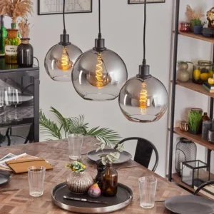 hofstein Tapitapa Suspension, Boule lumineuse Noir, 3 lumières* Lampes Modernes