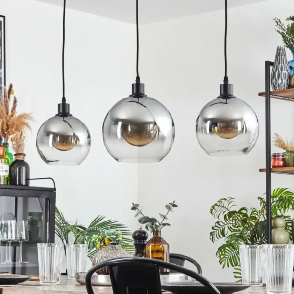 hofstein Tapitapa Suspension, Boule lumineuse Noir, 3 lumières* Lampes Modernes