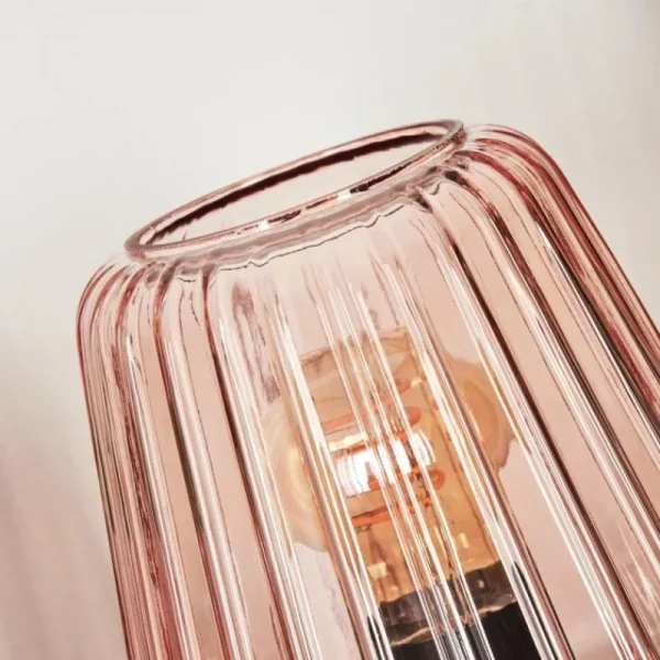 hofstein Telhais Lampe à poser, Liseuse Rose, Noir, 1 lumière* Lampes En Verre