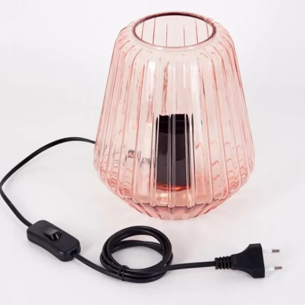 hofstein Telhais Lampe à poser, Liseuse Rose, Noir, 1 lumière* Lampes En Verre