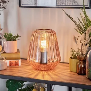 hofstein Telhais Lampe à poser, Liseuse Rose, Noir, 1 lumière* Lampes En Verre