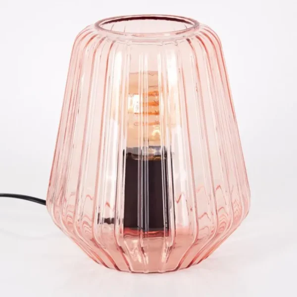 hofstein Telhais Lampe à poser, Liseuse Rose, Noir, 1 lumière* Lampes En Verre
