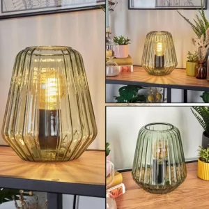 hofstein Telhais Lampe à poser Vert, Noir, 1 lumière* Lampes En Verre