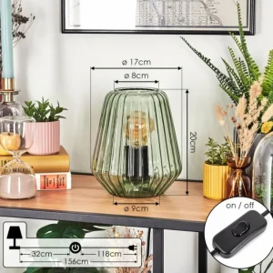 hofstein Telhais Lampe à poser Vert, Noir, 1 lumière* Lampes En Verre