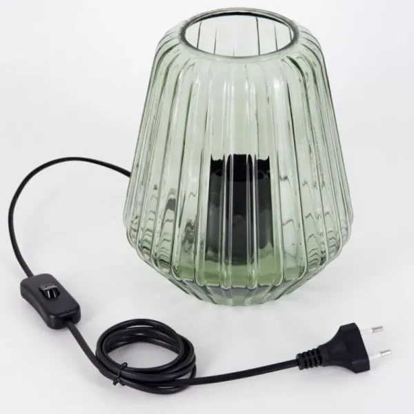 hofstein Telhais Lampe à poser Vert, Noir, 1 lumière* Lampes En Verre