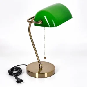 hofstein Tremoceira Lampe de banquier, Lampe de bureau, Lampe à poser Vieux laiton, 1 lumière* Lampes En Verre