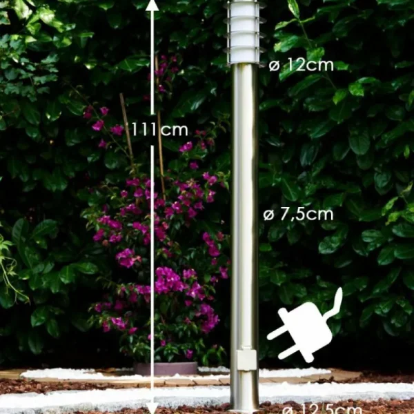 hofstein Tunes Lampadaire, Eclairage de chemin Acier inoxydable, 1 lumière* Lampes Modernes