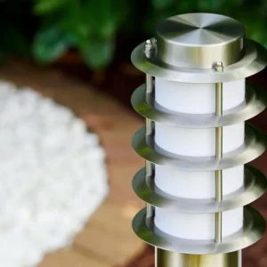 hofstein Tunes Lampadaire, Eclairage de chemin Acier inoxydable, 1 lumière* Lampes Modernes