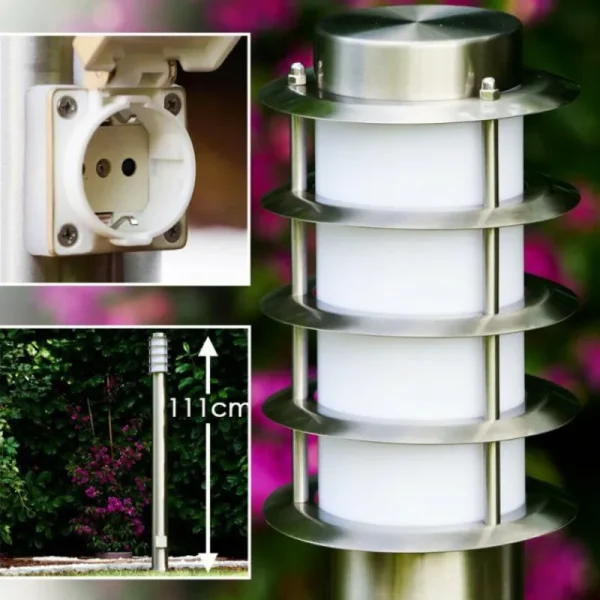 hofstein Tunes Lampadaire, Eclairage de chemin Acier inoxydable, 1 lumière* Lampes Modernes