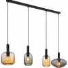 Luminaires Globo Lighting Valletta Suspension Noir, 4 lumières* Lampes En Verre