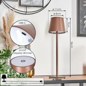 hofstein Vannie Lampe de table d'extérieur, Lampe à poser LED Brun, 1 lumière* Lampes Modernes