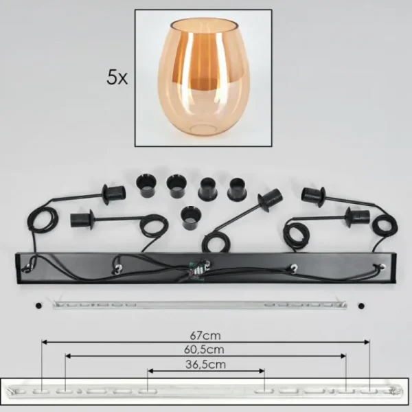 hofstein Vevino Suspension Ambre, 5 lumières* Lampes En Verre