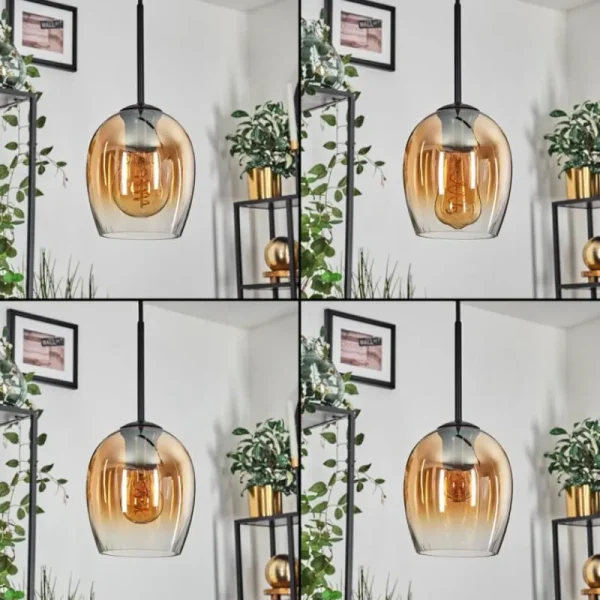 hofstein Vevino Suspension Ambre, Clair, 5 lumières* Lampes En Verre