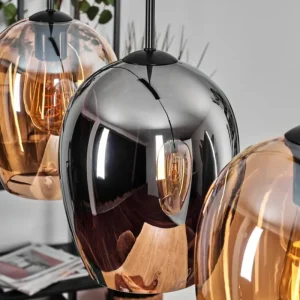 hofstein Vevino Suspension Ambre, Chrome, 3 lumières* Lampes En Verre