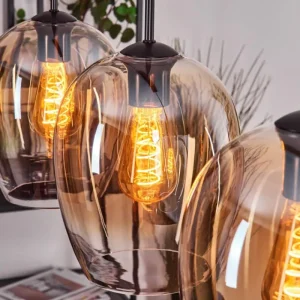 hofstein Vevino Suspension Ambre, Clair, 3 lumières* Lampes En Verre