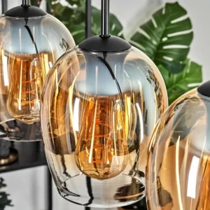 hofstein Vevino Suspension Ambre, Clair, 5 lumières* Lampes En Verre